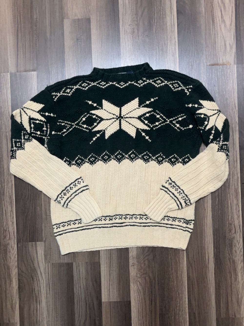 Vintage POLO RALPH LAUREN Hand Knit Snowflake Crewneck Sweater Linen Cotton